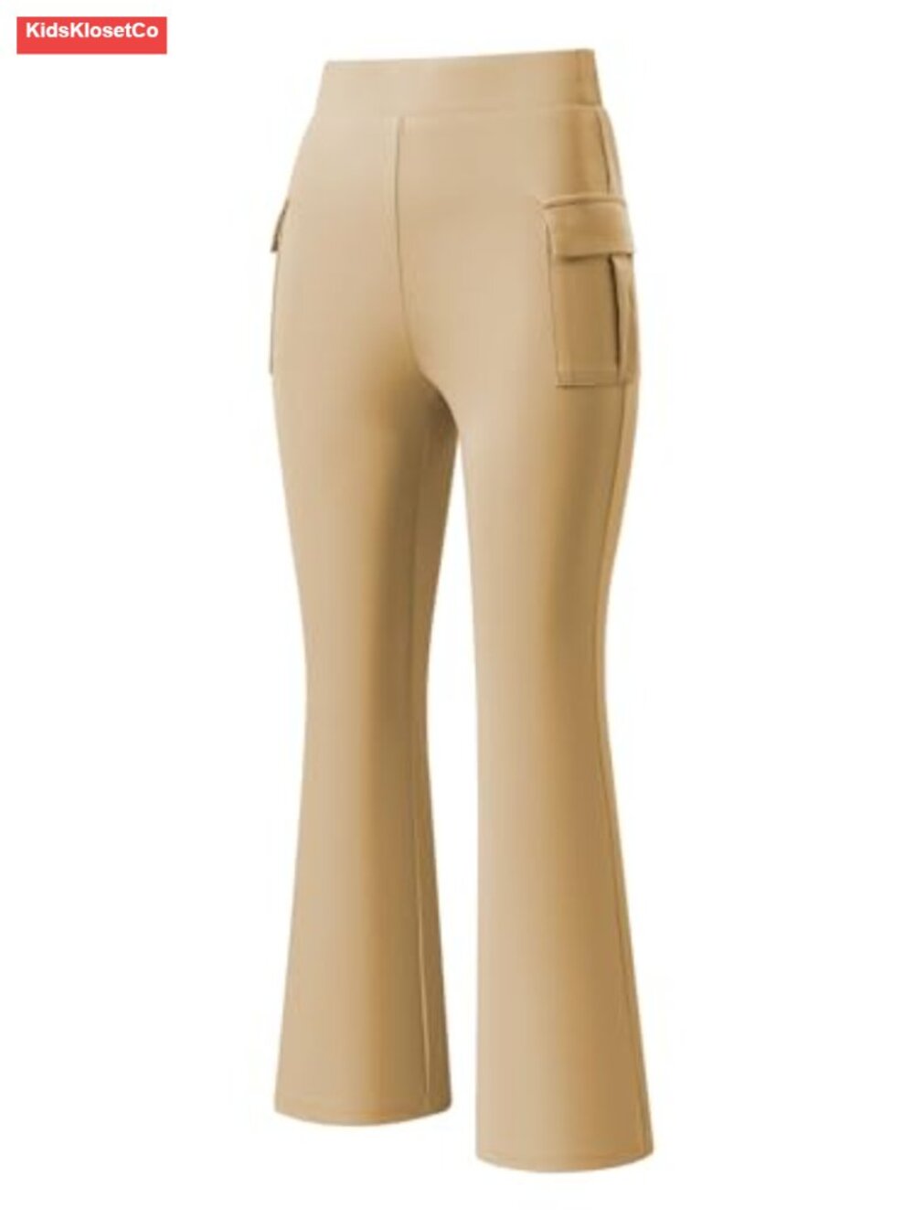 Girls Cargo Flare Pants High Rise Bell Bottoms School Uniform